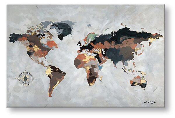 Tablou canvas MAP OF THE WORLD 1 parte - 80x50 cm