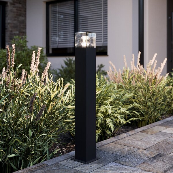 Lucande Bornă luminoasă Keke, înălțime 70 cm, antracit, aluminiu, reglabil, Negru, Metal, Modern