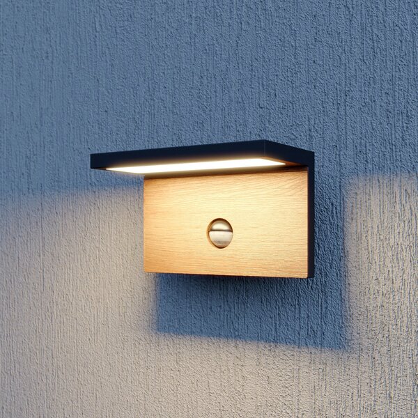 Lucande Lignus aplică LED exterior detect mișcare, Negru, Metal, Modern