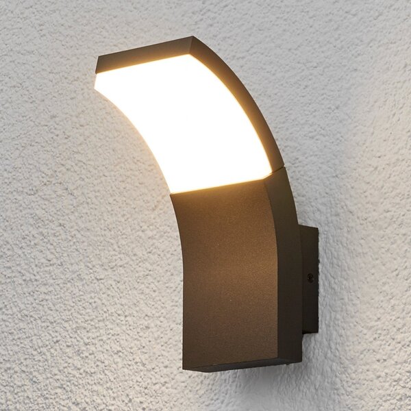 Lucande LED lampă de perete pentru exterior Timm, 20 cm, antracit, IP54, Negru, Aluminiu, Modern, Perete unghiular