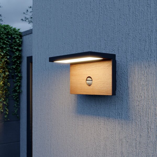Lucande Lignus aplică LED exterior detect mișcare, Negru, Metal, Modern