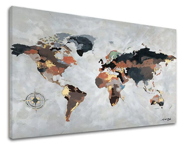 Tablou canvas MAP OF THE WORLD 1 parte - 80x50 cm