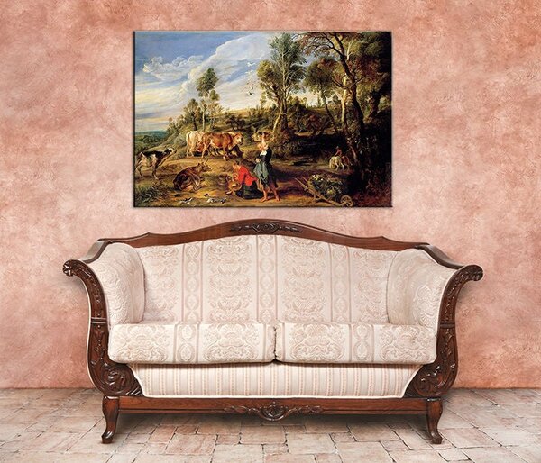Tablou canvas MILKMAIDS WITH CATTLE IN A LANDCAPE - Peter Paul Rubens REP154 - 60x40 cm