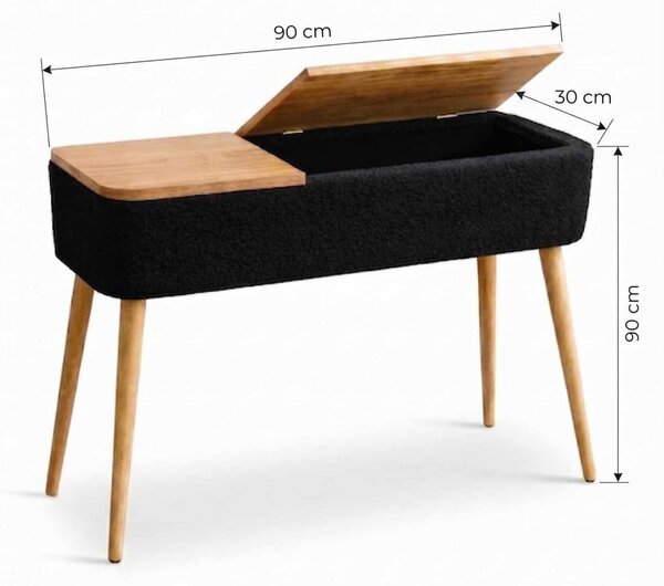 Sole komód, fekete, 90 cm