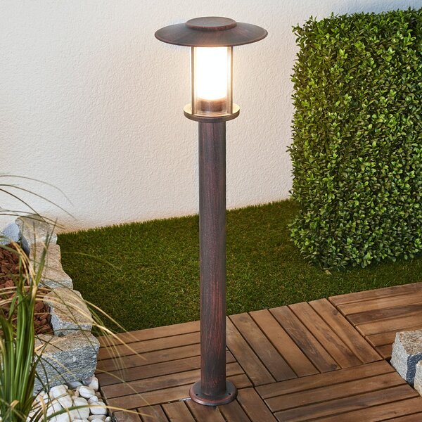 Lindby Bornă luminoasă LED Pavlos, 76 cm, culoare ruginie, oțel inoxidabil, Maro / Rugină, Metal, Casă de țară / Rustic