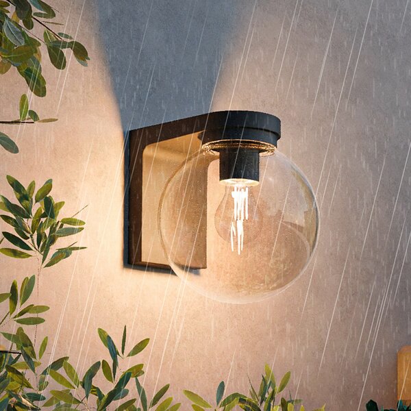 Philips Lampa de exterior Ulio, negru, metal, IP44, E27, reglabil, Negru, Plastic