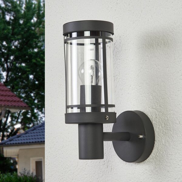 Lămpi de exterior Lindby, Djori, Gri, Balcon, Oțel inoxidabil, Modern
