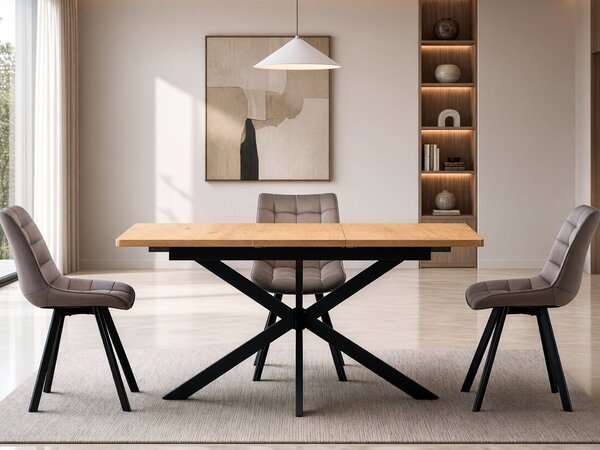 Masă Houston 2188, Stejar auriu, Negru, 75x80x120cm, 31.5 kg