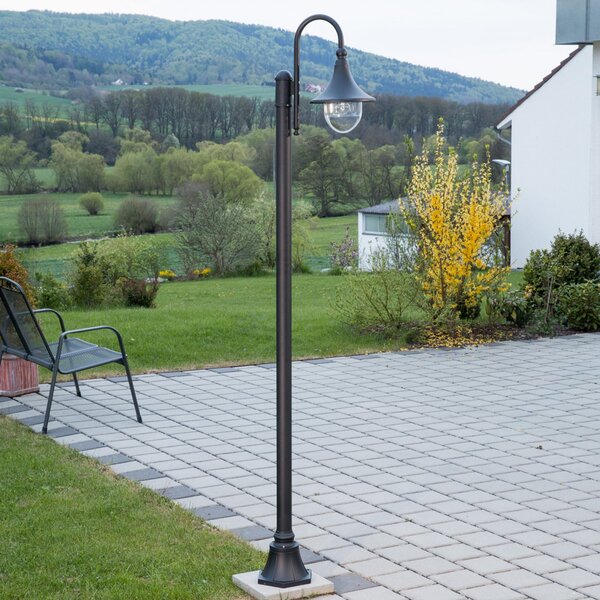 Lindby lumina de exterior Daphne, 220 cm, negru, E27, IP44, reglabil, Negru, Aluminiu, Modern