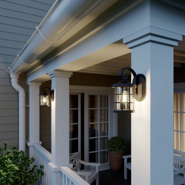Lindby lampă de perete pentru exterior Ankea, negru, înălțime 28 cm, IP23, E27, reglabil, Negru, Plastic, Antichitate, Felinar