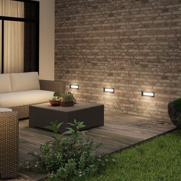 Lucande Lachlain lampă LED încastrare de exterior, Negru, Aluminiu, Modern, Luminile încastrate unghiulare