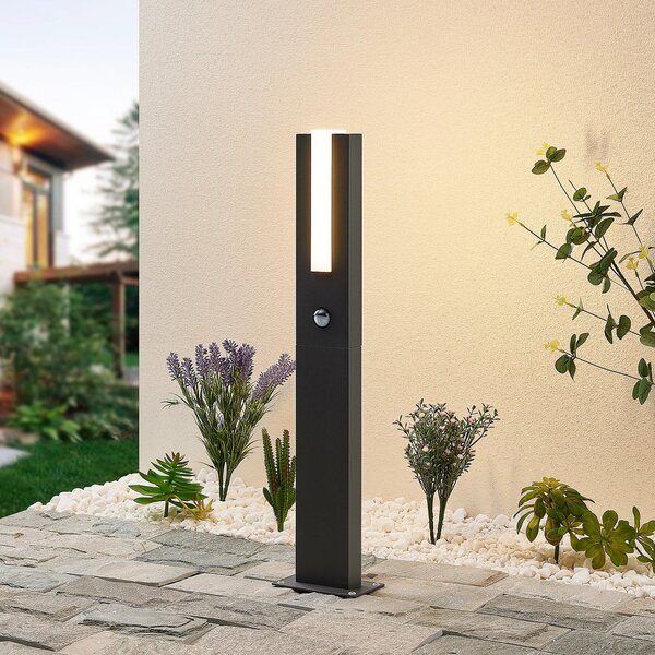 Lucande Virgalia Bornă luminoasă LED pentru proiector, detector de mișcare, 65, Negru, Aluminiu, Modern