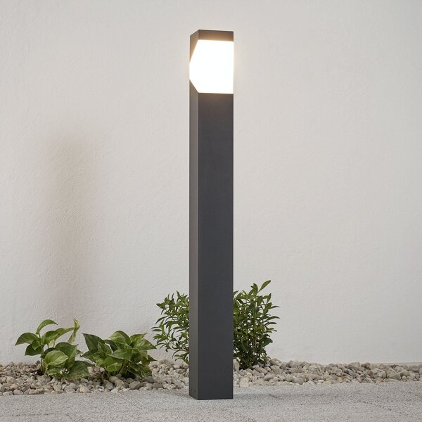 Lucande Kiran bornă luminoasă, 100 cm, gri, metal, IP44, E27, reglabil, Negru, Aluminiu, Modern