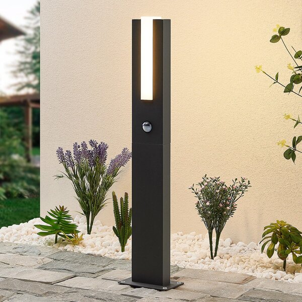 Lucande Virgalia Bornă luminoasă LED pentru proiector, detector de mișcare, 65, Negru, Aluminiu, Modern