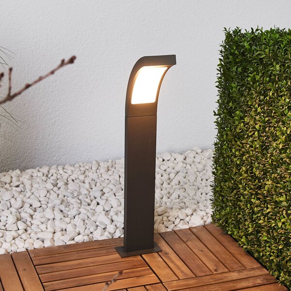 Lucande Lampă LED stâlpișor Juvia, 60 cm, antracit, IP54, Negru, Aluminiu, Modern