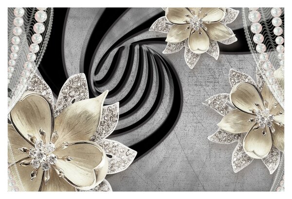 Tablou - 3D Flori aurii (90x60 cm)