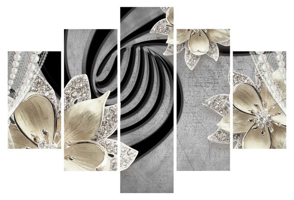 Tablou - 3D Flori aurii (150x105 cm)