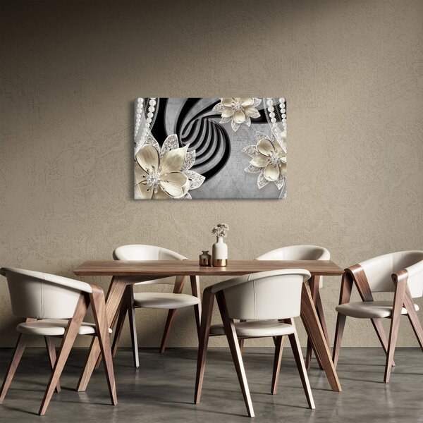 Tablou - 3D Flori aurii (90x60 cm)