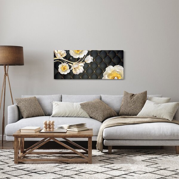 Tablou - Imagine cu flori de trandafir alb (120x50 cm)