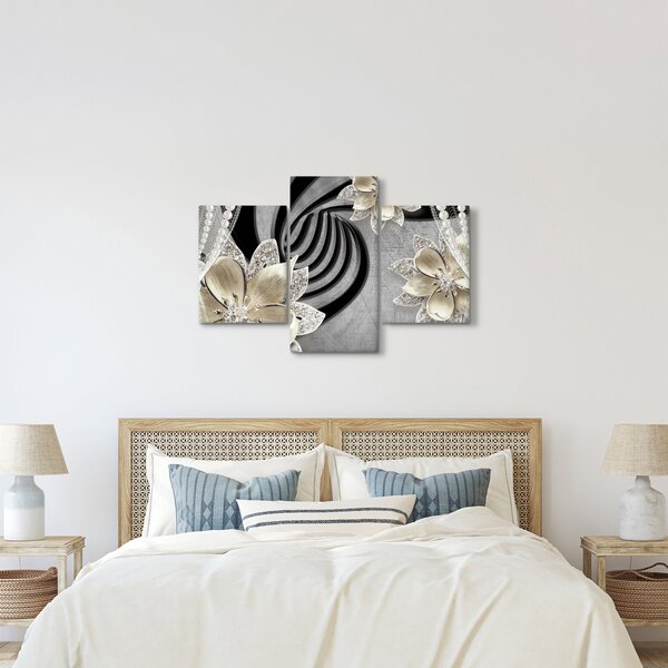 Tablou - 3D Flori aurii (90x60 cm)