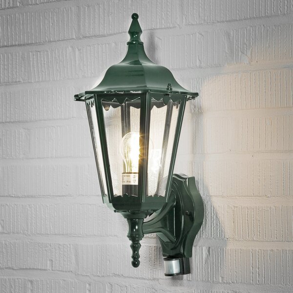 Konstsmide Lampă de perete pentru exterior Firenze cu senzor, sine stătătoare, verde, Verde, Metal, Casă de țară / Rustic, Felinar