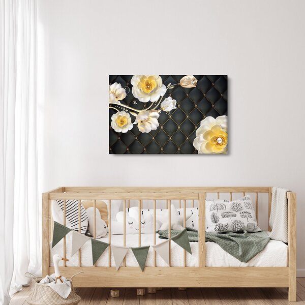 Tablou - Imagine cu flori de trandafir alb (90x60 cm)