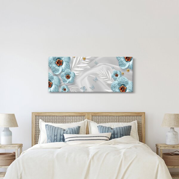 Tablou - 3D Flori albastre (120x50 cm)