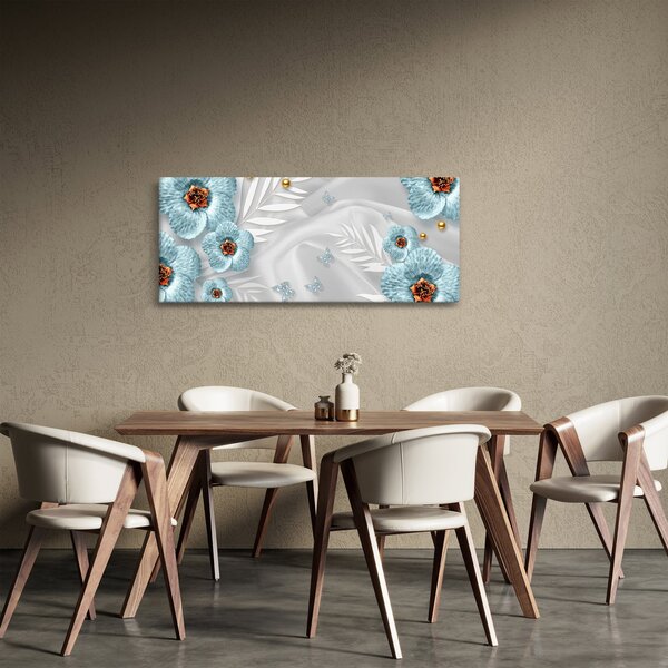 Tablou - 3D Flori albastre (120x50 cm)