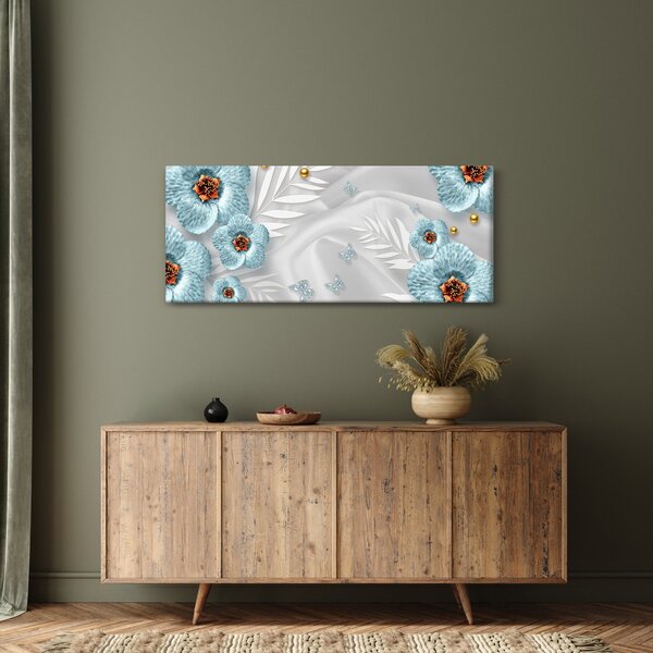 Tablou - 3D Flori albastre (120x50 cm)