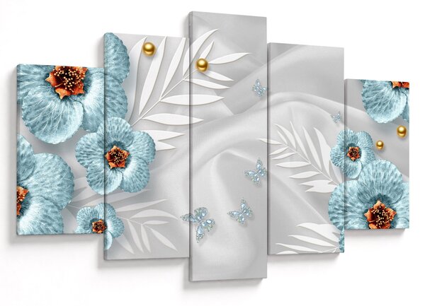 Tablou - 3D Flori albastre (150x105 cm)