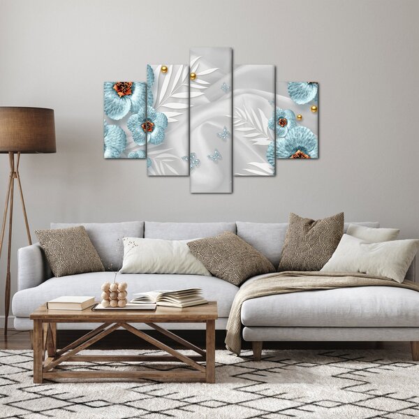 Tablou - 3D Flori albastre (150x105 cm)