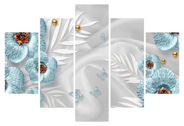 Tablou - 3D Flori albastre (150x105 cm)