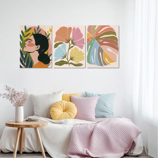Tablou canvas - respirație de culori - 90x40 cm [3 x 30x40]