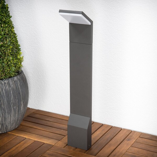 Lucande LED bornă luminoasă Nevio, 60 cm, antracit, metal, Negru, Metal, Modern