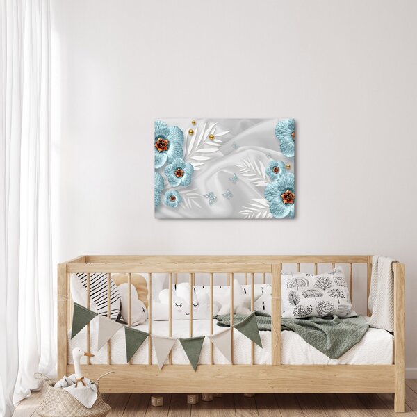 Tablou - 3D Flori albastre (70x50 cm)