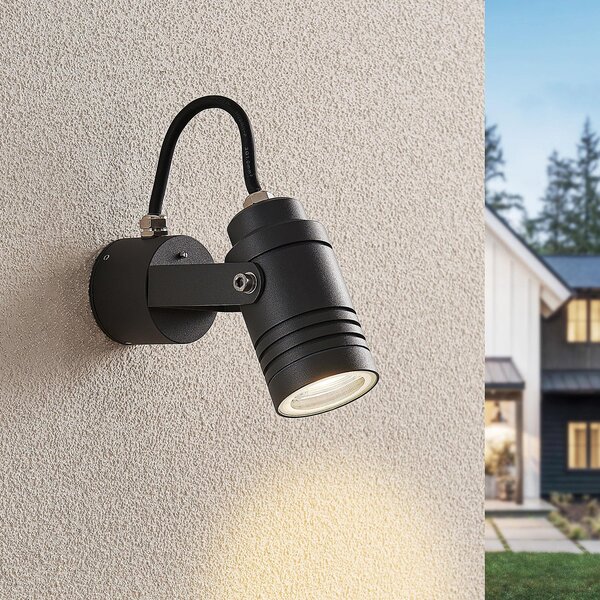 Lucande Spot de perete pentru exterior Galina, gri, aluminiu, înălțime, reglabil, Gri, Metal, Modern, Soclu de perete jos