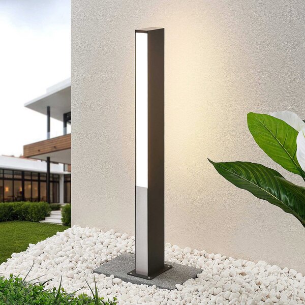 Lucande Aegisa bornă luminoasă LED, 80 cm, antracit, metal, IP54, Negru, Oțel inoxidabil, Modern