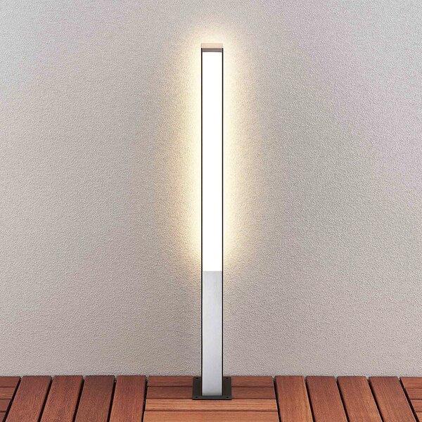 Lucande Aegisa bornă luminoasă LED, 80 cm, antracit, metal, IP54, Negru, Oțel inoxidabil, Modern
