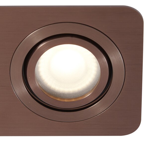 Set de 6 spoturi încastrate rotunjite, bronz închis, GU10 50mm, pivotante și înclinabile, IP44, 2 lumini - Alberto