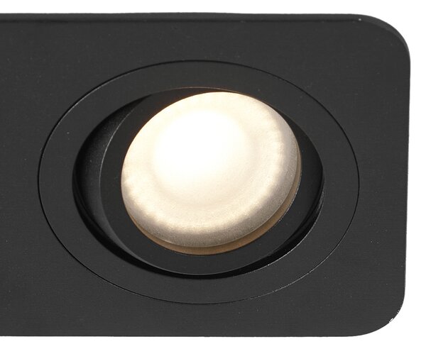 Set de 6 spoturi încastrate rotunjite negre GU10 50mm pivotante și înclinabile IP44 cu 2 lumini - Alberto