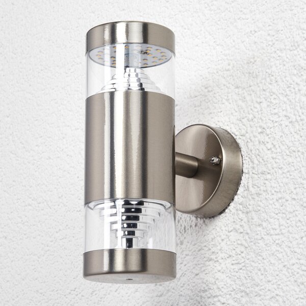 Lindby LED-aparat de iluminat pentru exterior Lanea, 21 cm, oțel inoxidabil,, Metalic, Oțel inoxidabil, Modern