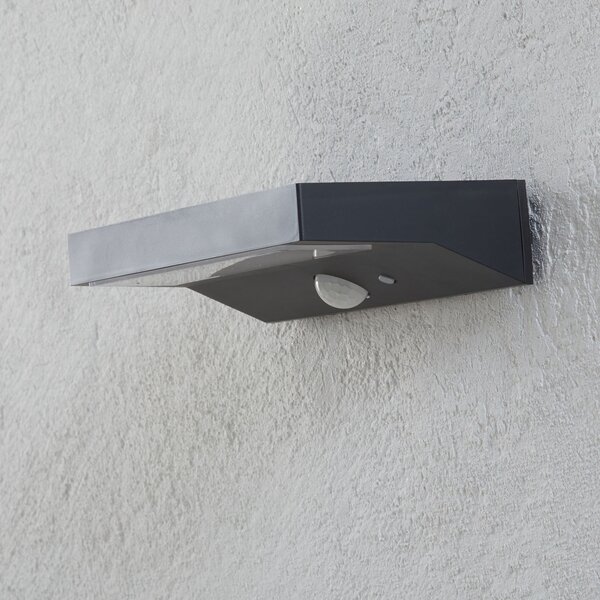 Lindby LED-Solar-Außenwandleuchte Maresia, senzor, antracit, Gri, Plastic, Modern