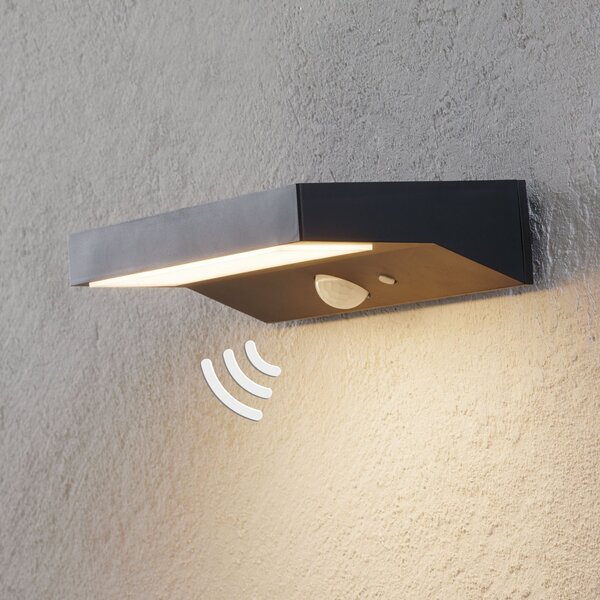 Lindby LED-Solar-Außenwandleuchte Maresia, senzor, antracit, Gri, Plastic, Modern