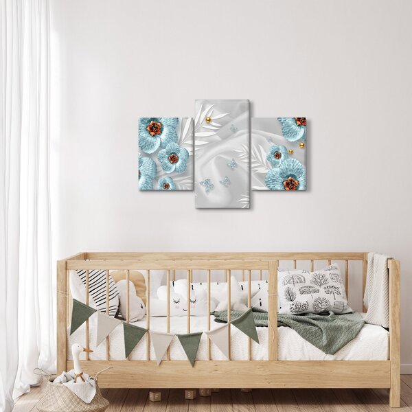 Tablou - 3D Flori albastre (90x60 cm)