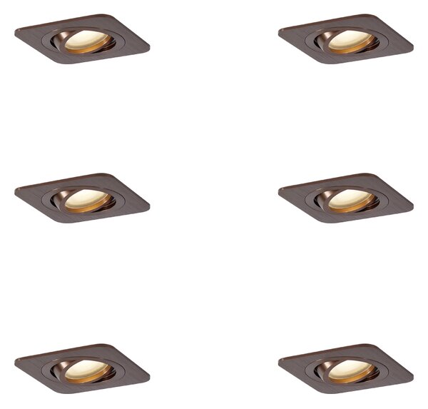 Set de 6 spoturi încastrate rotunjite bronz închis GU10 50mm IP44 - Alberto
