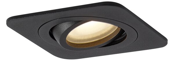 Set de 6 spoturi încastrate rotunjite negre GU10 50mm rotative și înclinabile IP44 - Alberto