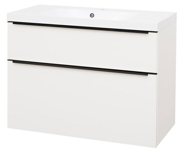 Mereo Mereo, Mailo, dulap de baie cu chiuvetă din marmură turnată 101 cm, mâner negru, MER-CN512MB