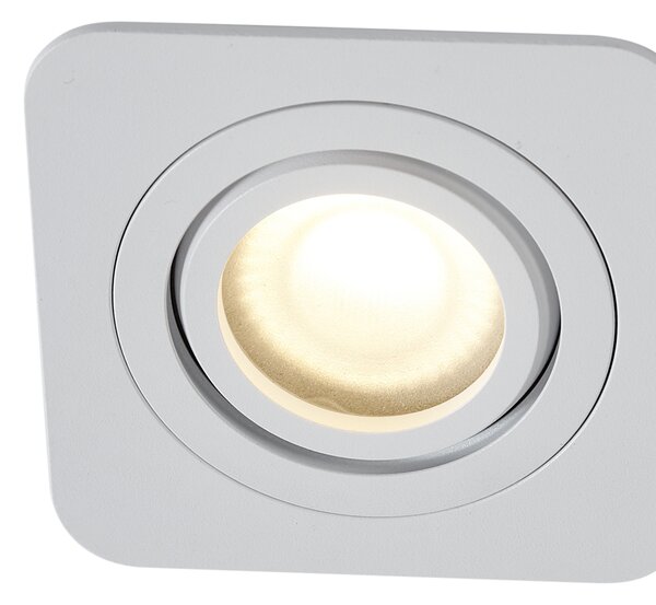 Set de 6 spoturi încastrate rotunjite albe GU10 50mm rotative și înclinabile IP44 - Alberto