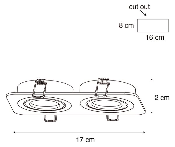 Set de 6 spoturi încastrate rotunjite albe GU10 50mm rotative și înclinabile IP44 cu 2 lumini - Alberto