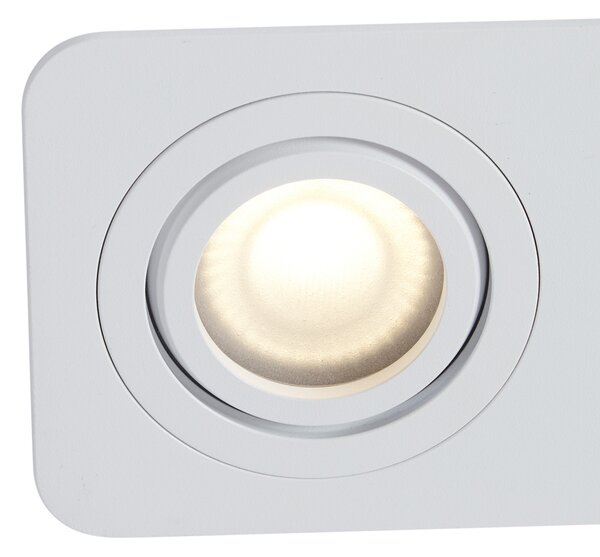 Set de 6 spoturi încastrate rotunjite albe GU10 50mm rotative și înclinabile IP44 cu 2 lumini - Alberto